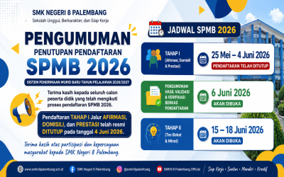PENGUMUMAN PENUTUPAN PENDAFTARAN SPMB TAHUN PELAJARAN 2026/2027